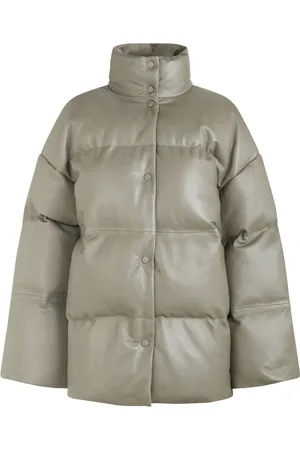 Samsøe Samsøe Femme, Vestes, Gris, Taille: 40 FR Veste en cuir à col montant