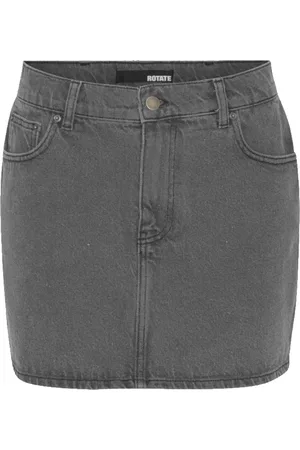 ROTATE Femme, Jupes, Gris, Taille: 36 FR Mini-jupe grise en coton avec logo en cristaux