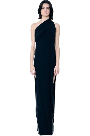 Rick Owens Femme, Robes, Noir, Taille: 36 FR Robe Longue Maxi Drapée en Mélange de Soie