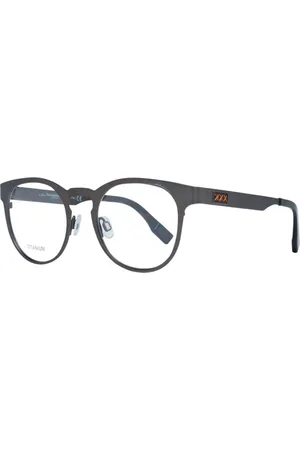 Ermenegildo Zegna Homme, Accessoires, Gris, Taille: ONE Size Montures Optiques Rondes en Titane Gris