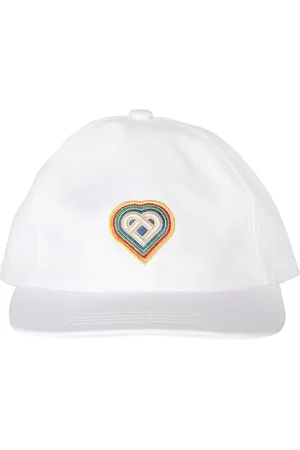 Casablanca Homme, Accessoires, Blanc, Taille: ONE Size Casquette Coeur Arc-en-ciel