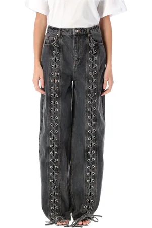 ROTATE Femme, Jeans, Noir, Taille: W27 Pantalon en denim à lacets