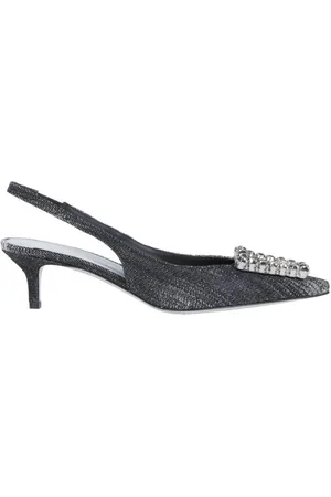 ROBERTO FESTA Femme, Chaussures, Noir, Taille: 36 EU Slingback en denim noir avec accessoire en cristal
