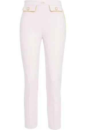 Elisabetta Franchi Femme, Pantalons, Rose, Taille: 42 FR Pantalon Crepe Rose avec Piping