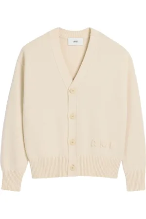 Ami Homme, Pulls, Blanc, Taille: S Gilet brodé crème blanc col en V