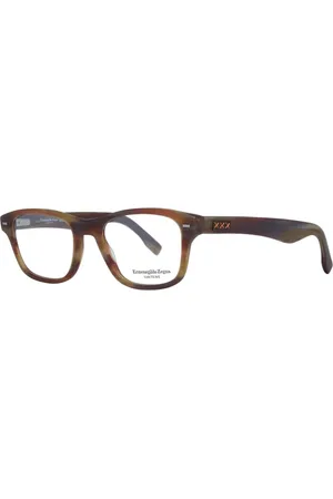 Ermenegildo Zegna Homme, Accessoires, Brun, Taille: ONE Size Montures Optiques Rectangulaires Marron avec Étui de Marque