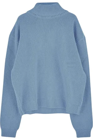 Rick Owens Homme, Pulls, Bleu, Taille: S Pull Col Roulé en Laine Vierge