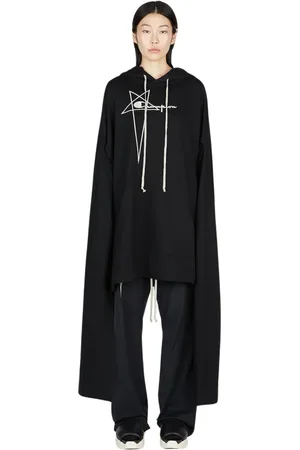 Rick Owens Femme, Vestes, Noir, Taille: 38 FR SweaT-shirt Tunique en Coton à Manches Exagérées