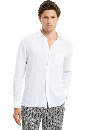 PENINSULA Homme, Chemises, Blanc, Taille: 2XL Chemise de plage en lin blanc