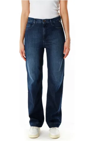 Replay Femme, Jeans, Bleu, Taille: W32 L34 Jean Coupe Droite Décontractée Taille Mi-Haute