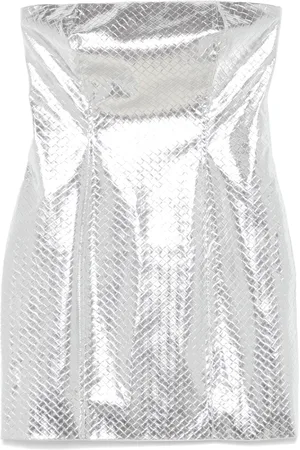 ROTATE Femme, Robes, Gris, Taille: 38 FR Mini-robe sans bretelles tressée métallisée