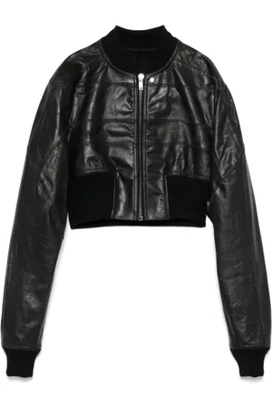 Rick Owens Femme, Vestes, Noir, Taille: 36 FR Manteau Noir à Col Baseball et Fermeture Éclair