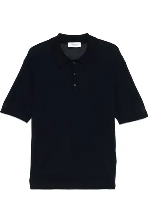LANEUS Homme, Tops, Bleu, Taille: M Polo Bleu avec Poignets Côtelés