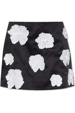 ROTATE Femme, Jupes, Noir, Taille: 40 FR Jupe avec Appliqués à Motifs Floraux
