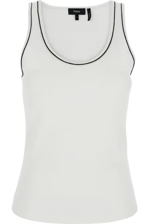 THEORY Femme, Tops, Blanc, Taille: 38 FR Débardeur Blanc Col en U
