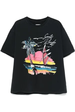 Rhude Homme, Tops, Noir, Taille: M T-shirt Noir Col Rond avec Logo Imprimé