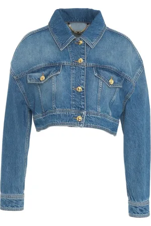 Elisabetta Franchi Femme, Vestes, Bleu, Taille: 40 FR Veste en Jean Courte Chic Bleue