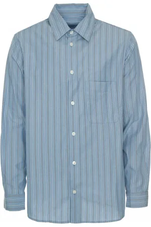 Samsøe Samsøe Homme, Chemises, Bleu, Taille: M Chemise à Manches Longues Rayée