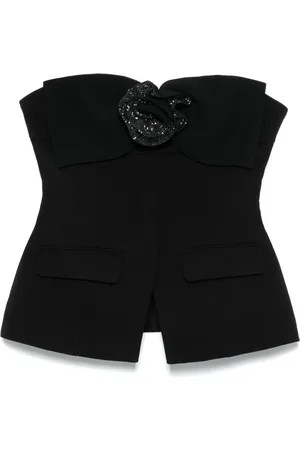 Self-Portrait Femme, Tops, Noir, Taille: 36 FR Haut Bandeau à avec Fermeture Éclair