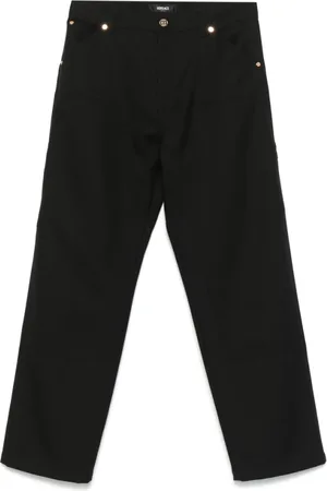 VERSACE Homme, Pantalons, Noir, Taille: M Pantalon Noir à Fermeture Cachée