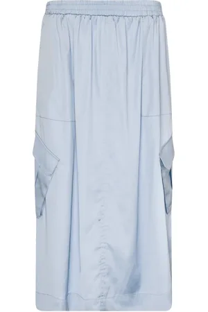 Twin-Set Femme, Jupes, Bleu, Taille: 42 FR Jupe Cargo Midi Bleue avec Taille Élastique