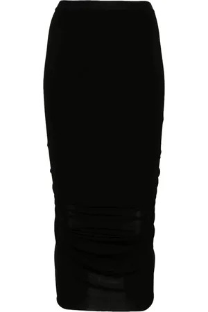 Rick Owens Femme, Jupes, Noir, Taille: 36 FR Jupe Midi Froncée Crevette