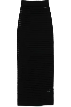 Elisabetta Franchi Femme, Jupes, Noir, Taille: 40 FR Jupe Mini Noire à Taille Côtelée