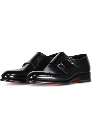 santoni Homme, Chaussures, Noir, Taille: 45 EU Richelieus à double boucle en cuir