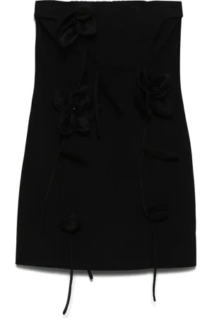 ROTATE Femme, Robes, Noir, Taille: 38 FR Robe Fourreau avec Motifs Floraux 3D