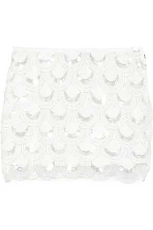 ROTATE Femme, Jupes, Blanc, Taille: 40 FR Jupe Ornée de Sequins