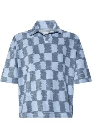BONSAI Homme, Tops, Bleu, Taille: M T-shirt Polo bleu à col en V