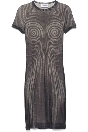 Jean Paul Gaultier Femme, Robes, Noir, Taille: 38 FR Robe Courte en Maille Spiralée Noire