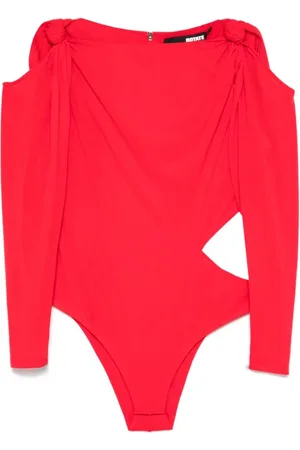 ROTATE Femme, Tops, Rouge, Taille: 40 FR Body Noué avec Manches Drapées
