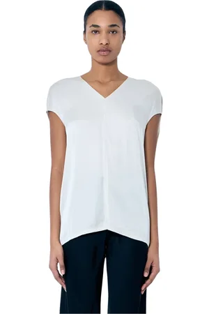 Rick Owens Femme, Blouses et Chemises, Gris, Taille: 36 FR Haut à Panneaux en Satin à Col en V