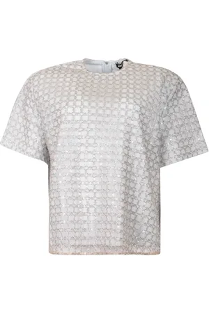 ROTATE Femme, Tops, Gris, Taille: 40 FR Top oversize perlé avec fermeture éclair