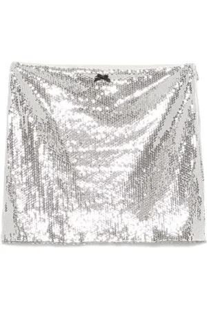 ROTATE Femme, Jupes, Gris, Taille: 36 FR Mini-jupe à sequins en maille