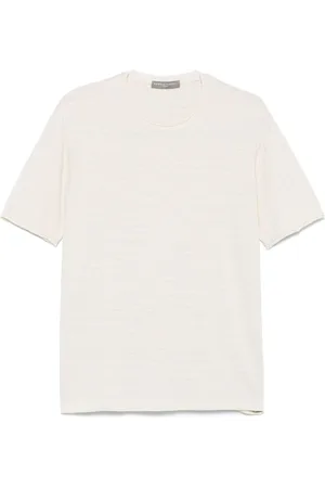 Daniele Fiesoli Homme, Tops, , Taille: M Ecru Crew Neck T-shirts et Polos