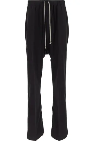 Rick Owens Homme, Pantalons, Noir, Taille: M Pantalon Coton à Cordon de Serrage