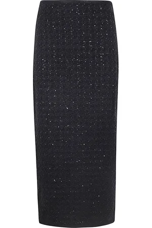 ROTATE Femme, Jupes, Noir, Taille: 42 FR Maxi Jupe Bouclé