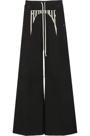 Rick Owens Homme, Pantalons, Noir, Taille: S Pantalon Palazzo Noir à Cordons de Serrage