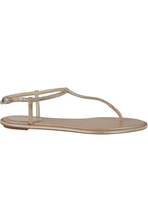 RENE CAOVILLA Femme, Chaussures, , Taille: 39 1/2 EU Sandalie Nude avec Cristaux Ss24