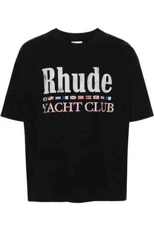 Rhude Homme, Tops, Noir, Taille: S T-shirt Drapeau en Coton