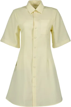 Ami Femme, Robes, Jaune, Taille: 38 FR Robe chemise en laine jaune pastel