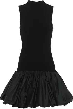 ROTATE Femme, Robes, Noir, Taille: 40 FR Robe Ballons Côtelée à Coupe Racer