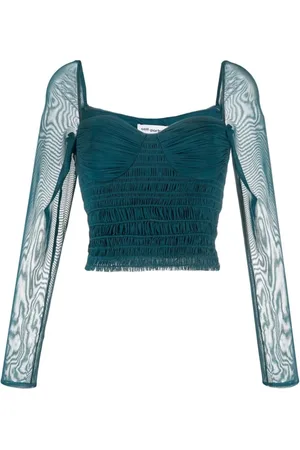Self-Portrait Femme, Tops, Vert, Taille: 40 FR Chemisier Élégant en Maille Verte