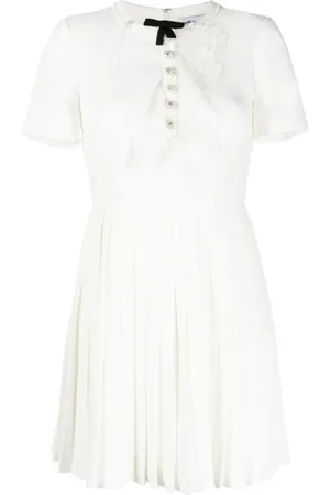 Self-Portrait Femme, Robes, Blanc, Taille: 36 FR Mini-robe Blanche à Plastron en Dentelle