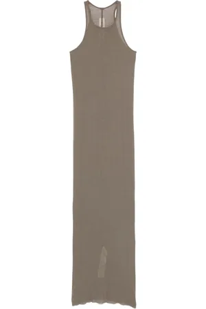 Rick Owens Femme, Robes, Gris, Taille: 34 FR Robe Midi Grise à Ourlet Coupe Franche