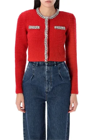 Self-Portrait Femme, Pulls, Rouge, Taille: 38 FR Cardigan en maille texturée rouge