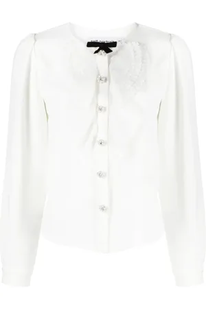 Self-Portrait Femme, Blouses et Chemises, Blanc, Taille: 40 FR Haut à plastron en dentelle blanche