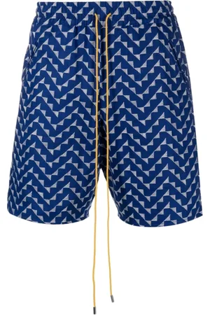 Rhude Homme, Maillots de bain, Bleu, Taille: M Short de Plage à Motifs Géométriques